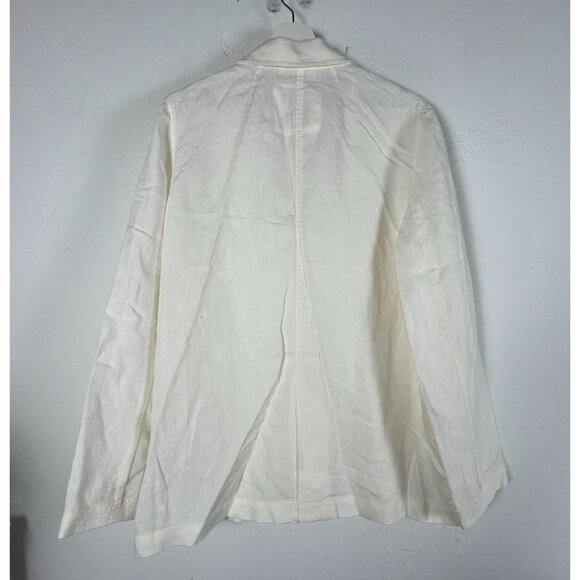 Madewell Womens White Two-Button Linen Blazer Jacket XL Pockets Lightweight - Picture 2 of 7